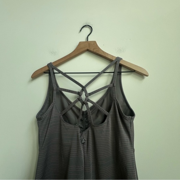 Prana Women's M Gray Pink Striped Dreaming Dress Athleisure Shelf Bra Strappy - Picture 9 of 11